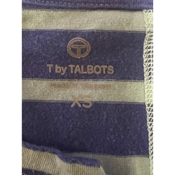 Talbots T-shirt Size XS Striped Blue White Short Sleeve‎ V-neck Nautical Beach - Picture 6 of 10
